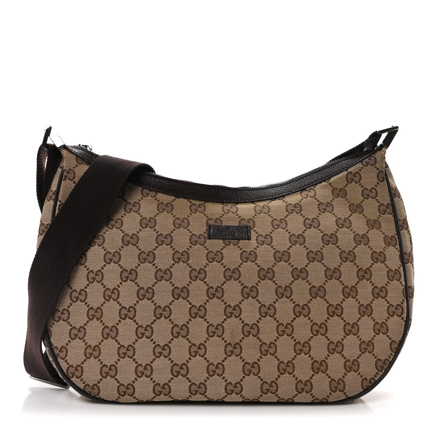 Amelia Monogram Medium Half Moon Hobo Dark Brown
