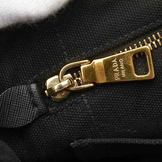 Prada Canapa Black Canvas Tote Bag