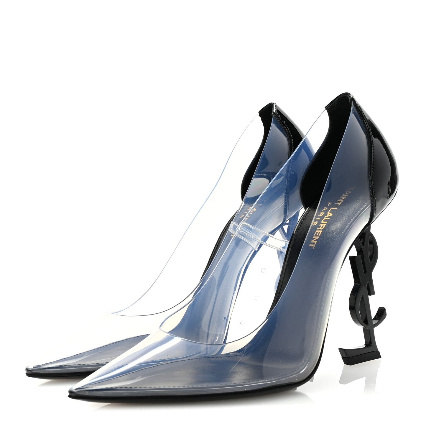 Saint Laurent Patent Calfskin PVC Opyum 110 Pump 39 Black Transparent