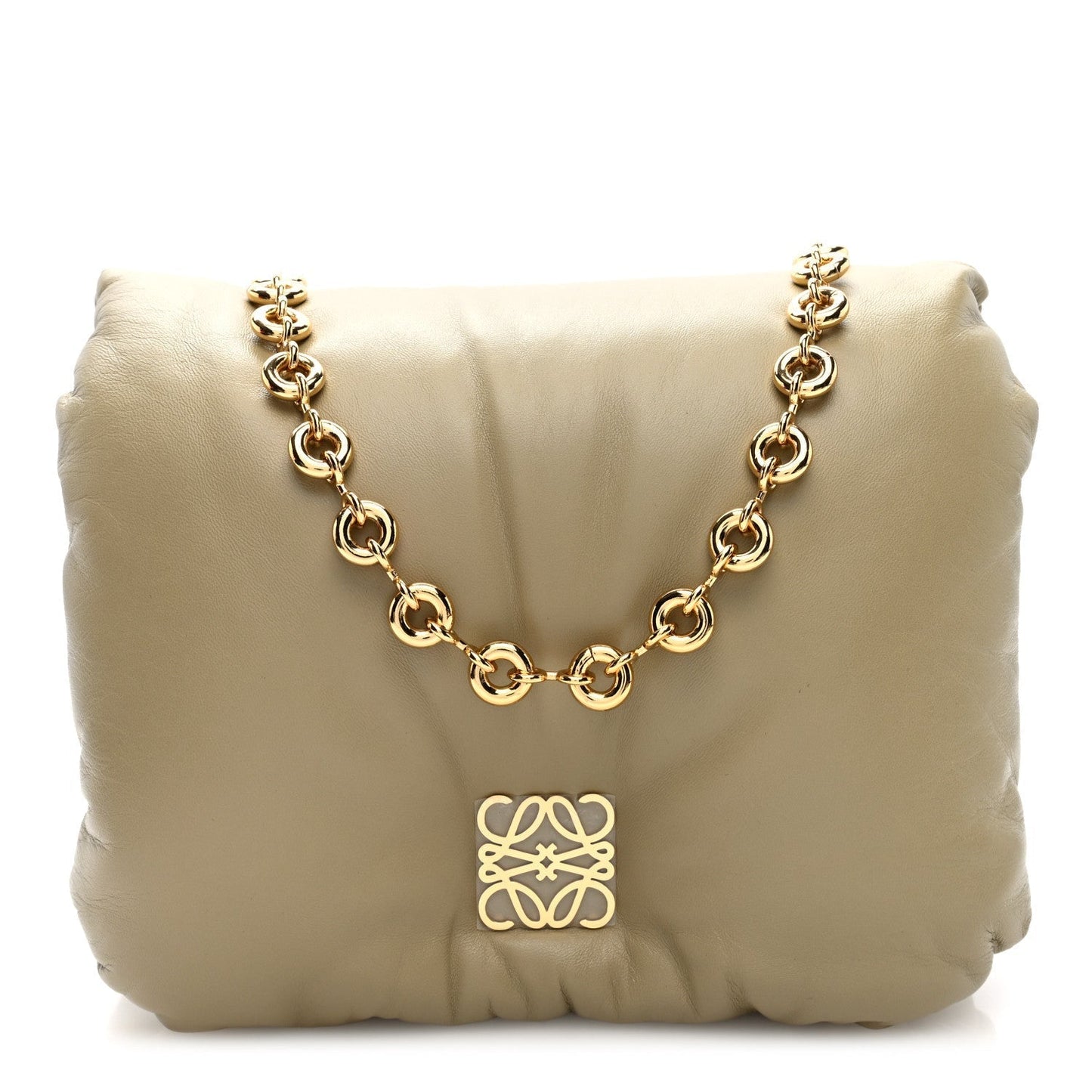 Loewe Lambskin Goya Puffer Bag Clay Green