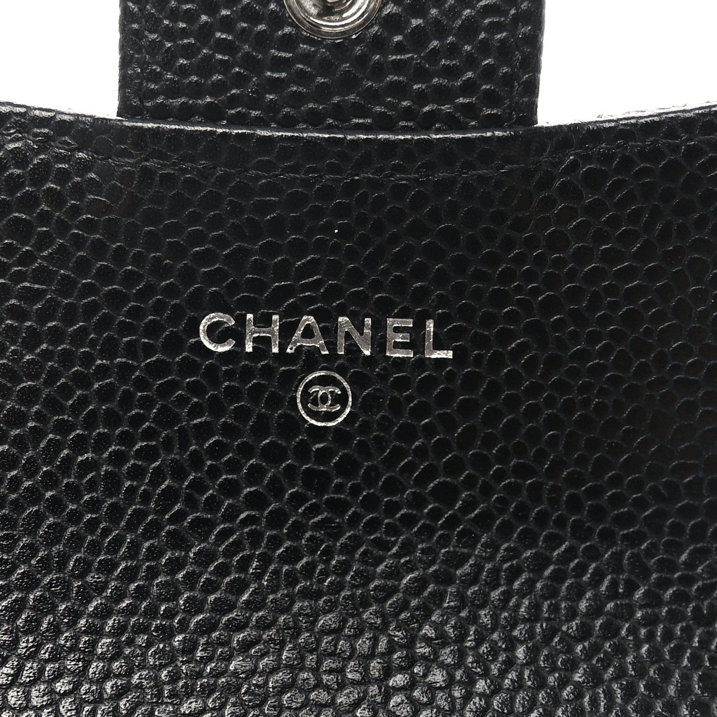 Amelia Caviar Quilted Flap Card Holder Black