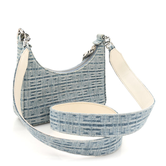 Givenchy Denim Mini Moon Cut Out Shoulder Bag Blue