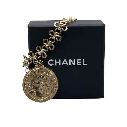 CHANEL -   03P Side Portrait '5' Medallion Chain Gold '' Bracelet