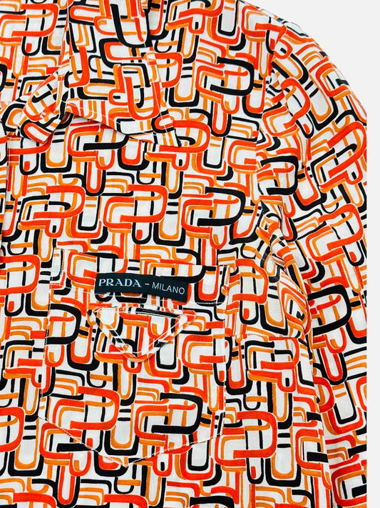 PRADA Orange Multicolor Printed Size US 4 Shirt