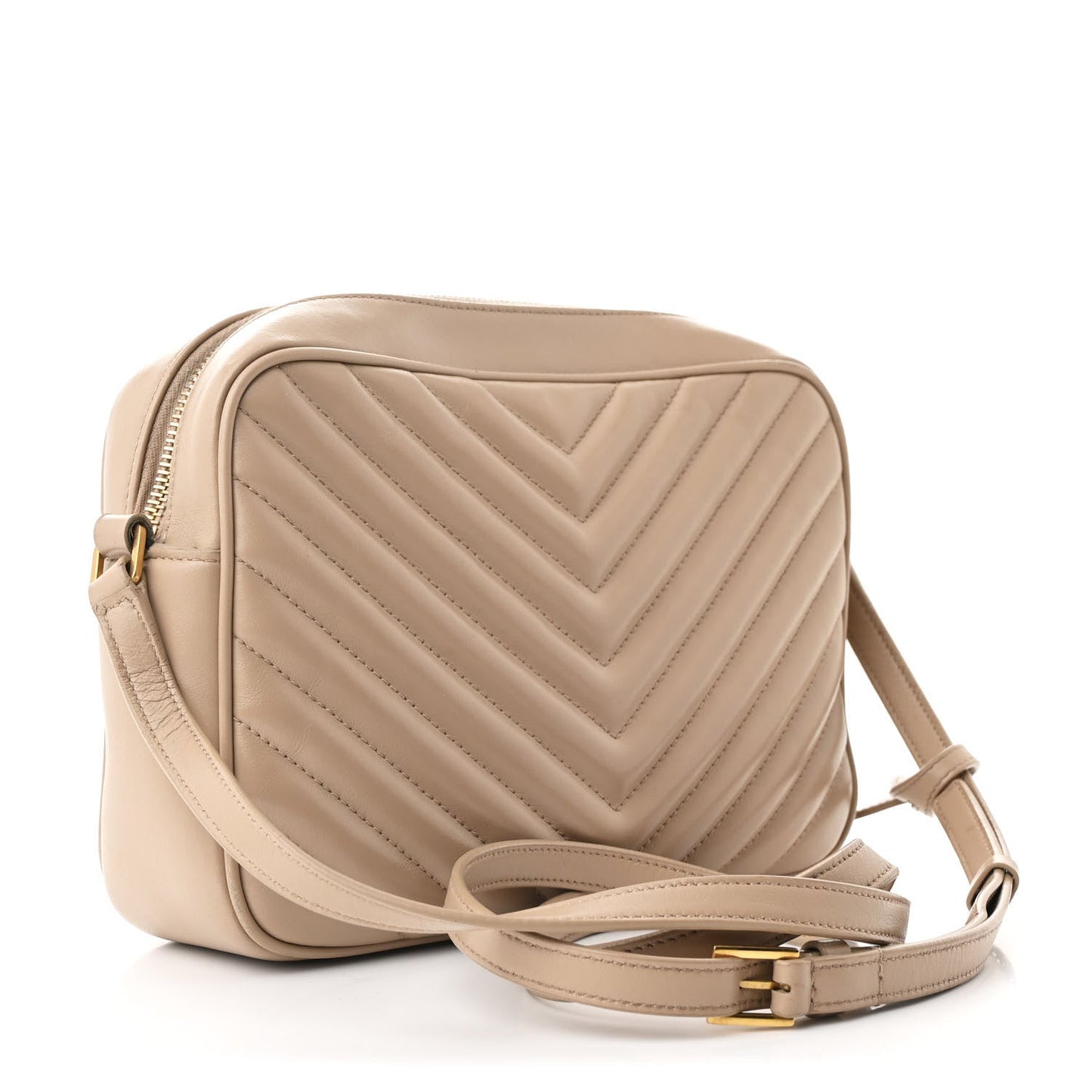 Saint Laurent Calfskin Matelasse Monogram Lou Camera Bag Dark Beige