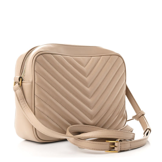 Saint Laurent Calfskin Matelasse Monogram Lou Camera Bag Dark Beige