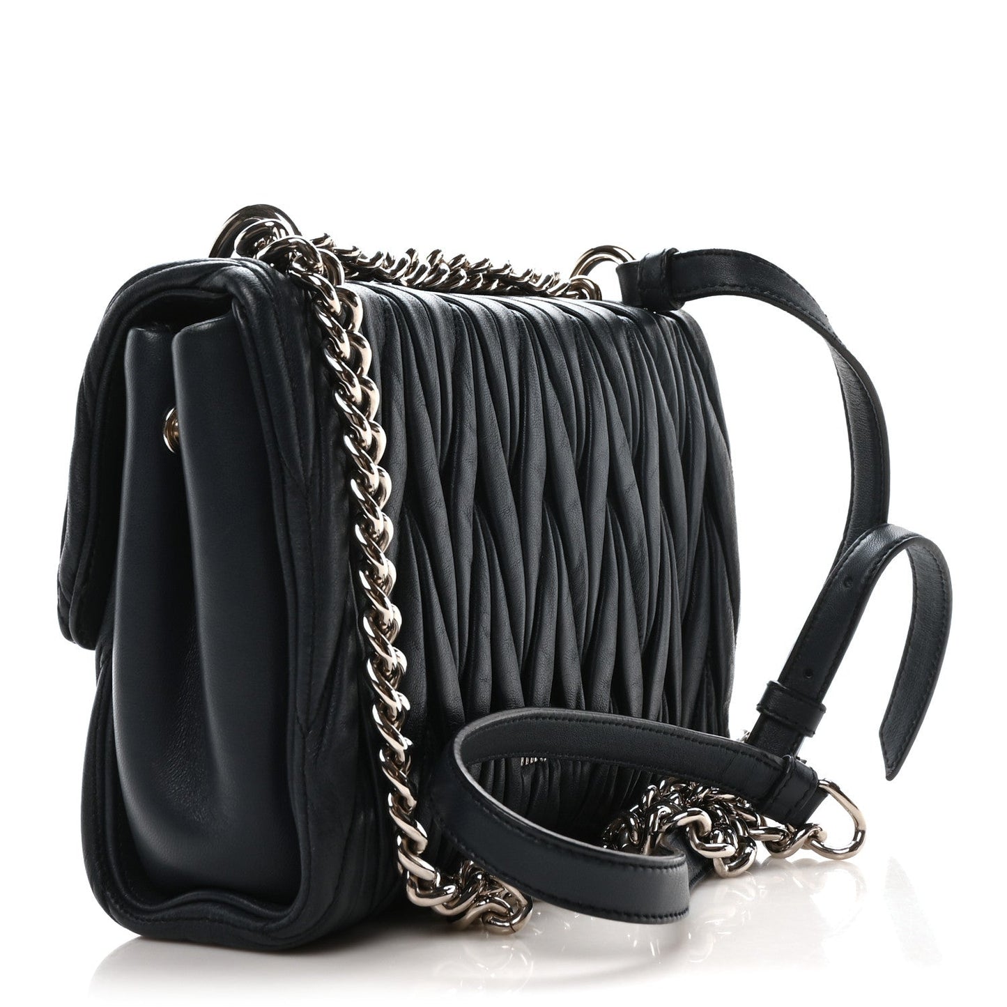 Miu Miu Nappa Matelasse Flap Bag Navy
