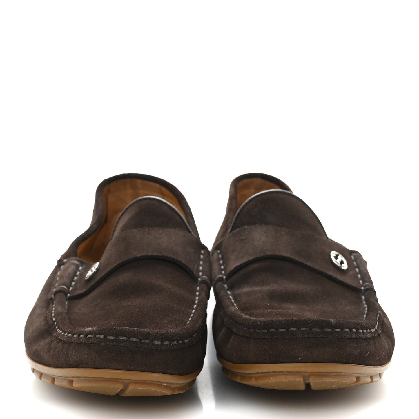 Amelia Suede Mens InterLocking G Driver Loafers 8 Cocoa