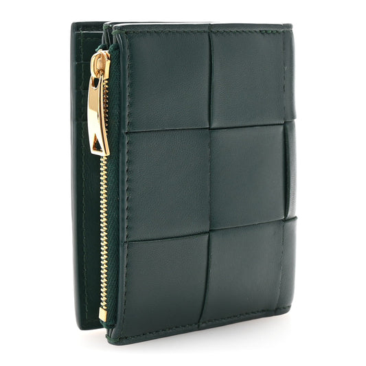 Bottega Veneta Nappa Maxi Intrecciato Bifold Zip Wallet Raintree