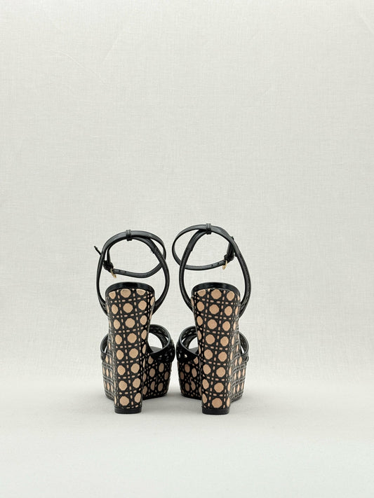 CHRISTIAN DIOR Cannage Cutout Black Size EU 37.5 Wedges