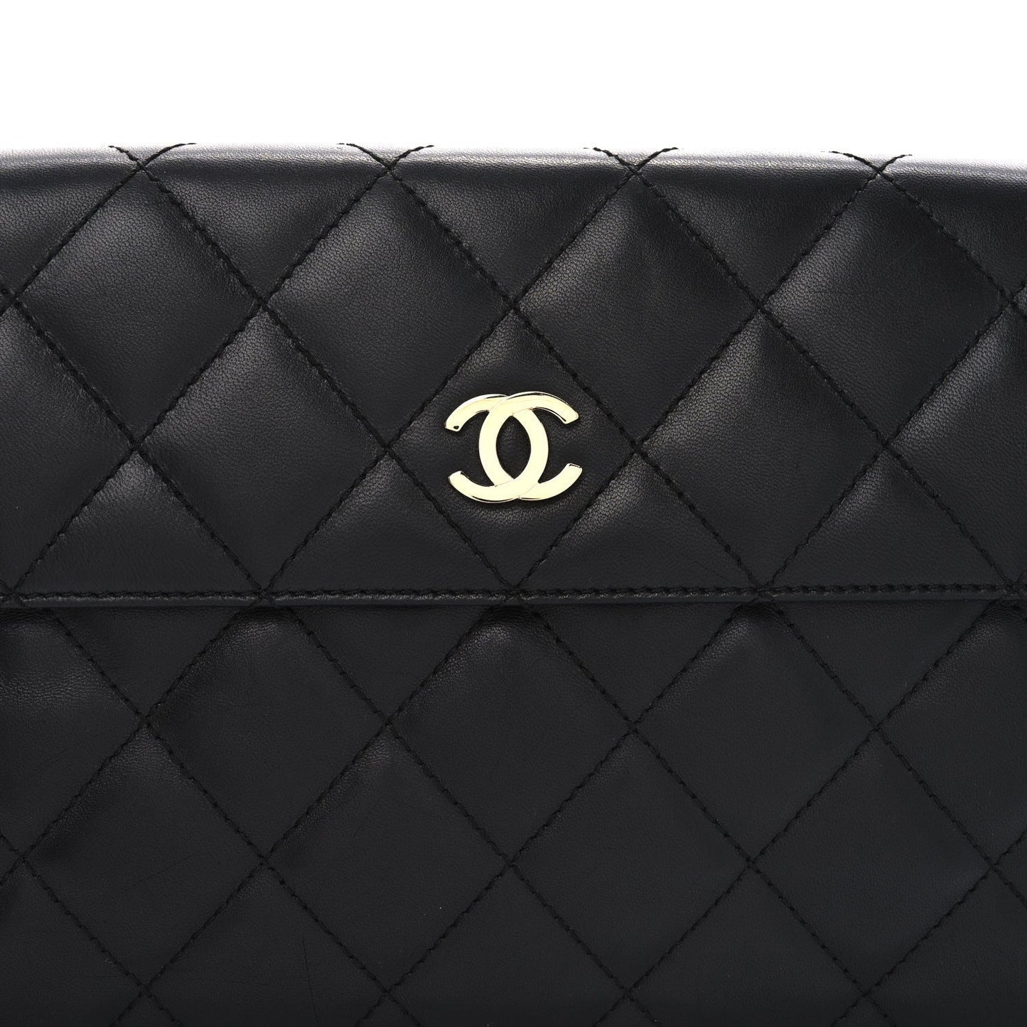 Amelia Lambskin Quilted Clutch Black