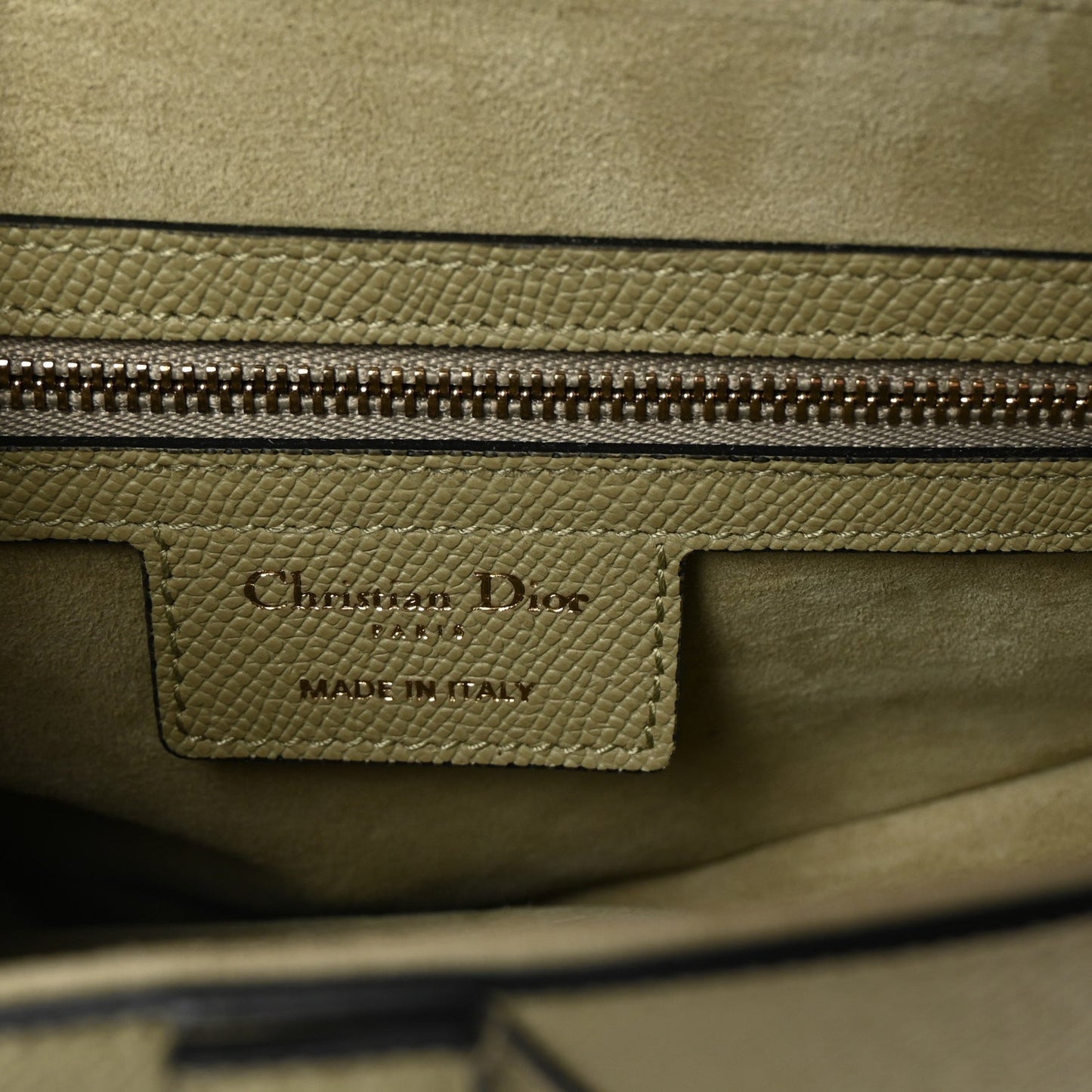 Christian Dior Grained Calfskin Saddle Bag With Strap Desert Sage