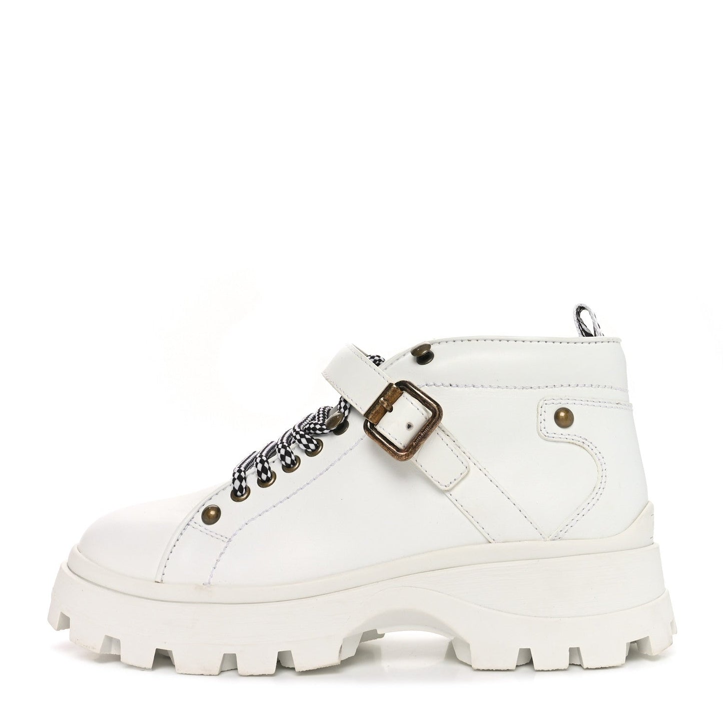 Miu Miu Calfskin Lace Up Ankle Boots 40 White