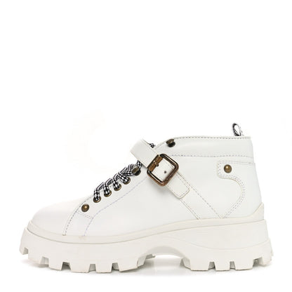 Miu Miu Calfskin Lace Up Ankle Boots 40 White