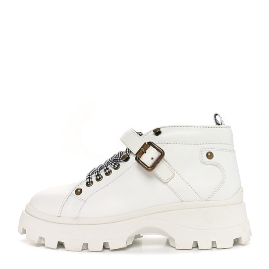 Miu Miu Calfskin Lace Up Ankle Boots 40 White