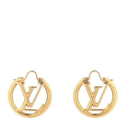 Louis Vuitton Metal Small Louise Hoop Earrings Gold