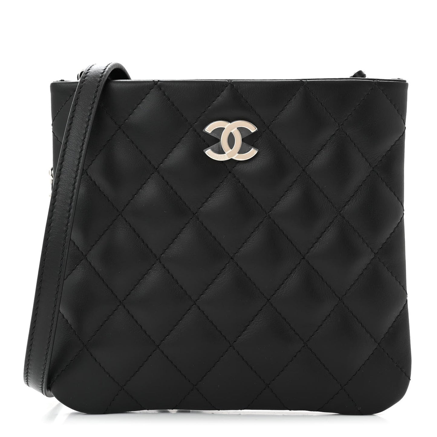 Amelia Lambskin Quilted Crossbody Bag Black