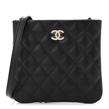 Amelia Lambskin Quilted Crossbody Bag Black