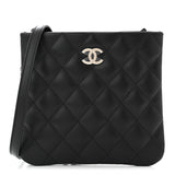 Amelia Lambskin Quilted Crossbody Bag Black