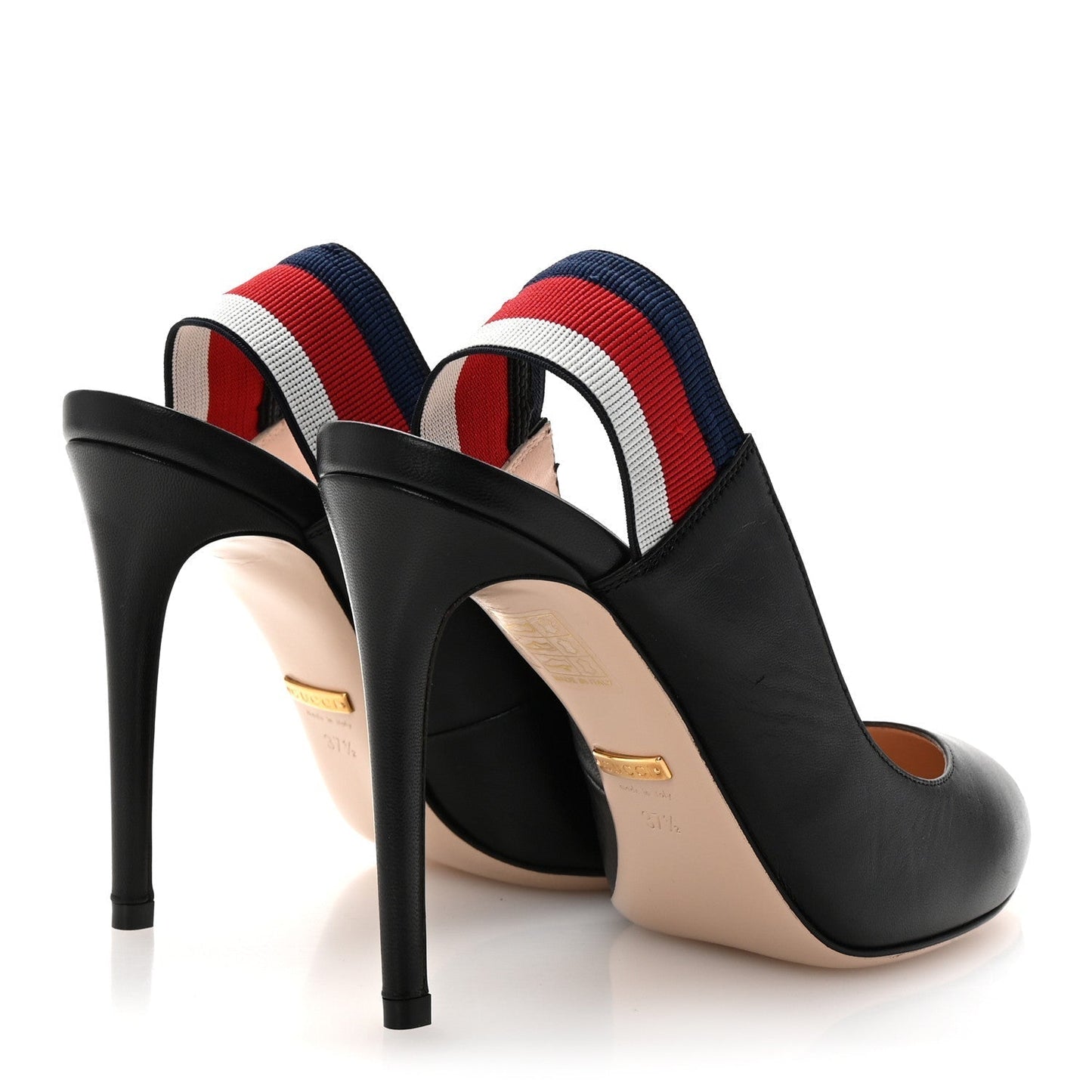 Amelia Malaga Kid Web Sylvie High Heel Slingback Pumps 37.5 Black