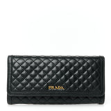 Prada Soft Calfskin Quilted Continental Flap Wallet Black