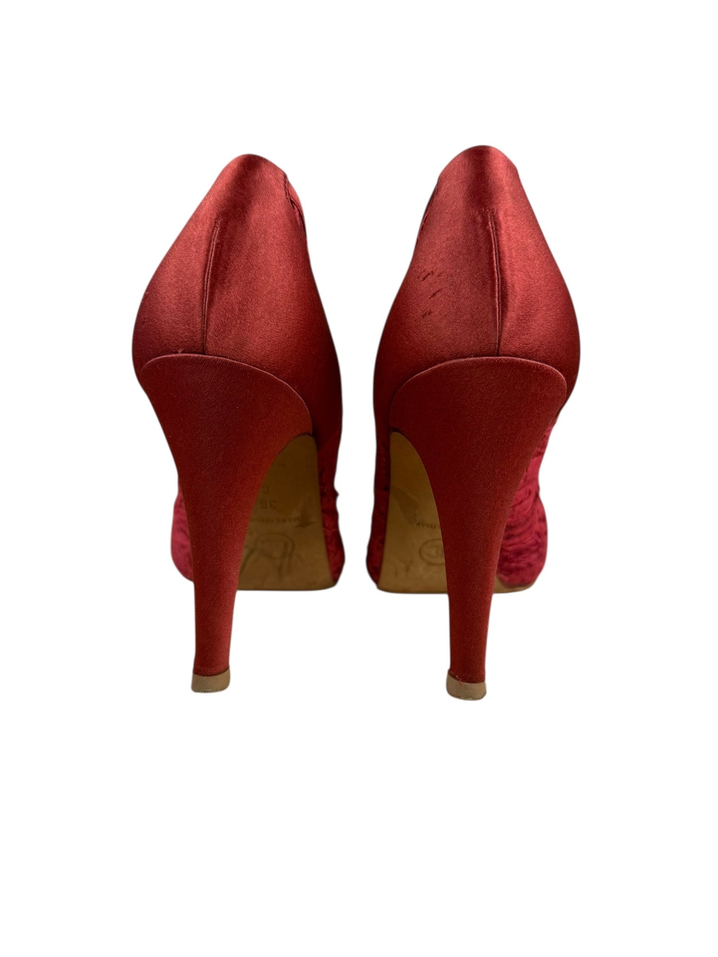 Chanel Floral Lace Red Heel