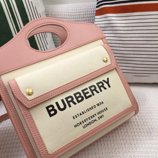 B-Berry - BB  Mini Two-tone Canvas And Pocket Bag PiNike For Women, Bags 10.4in/26.5cm