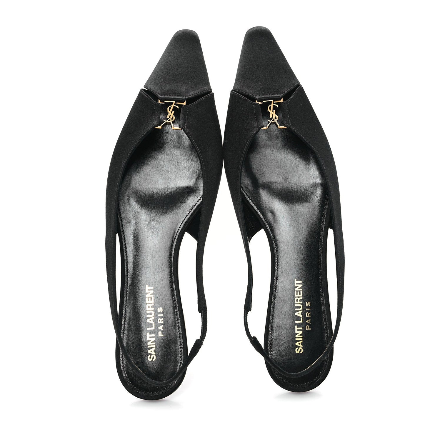 Saint Laurent Raso Nappa Babylone 00 Slingback Flats 38 Black