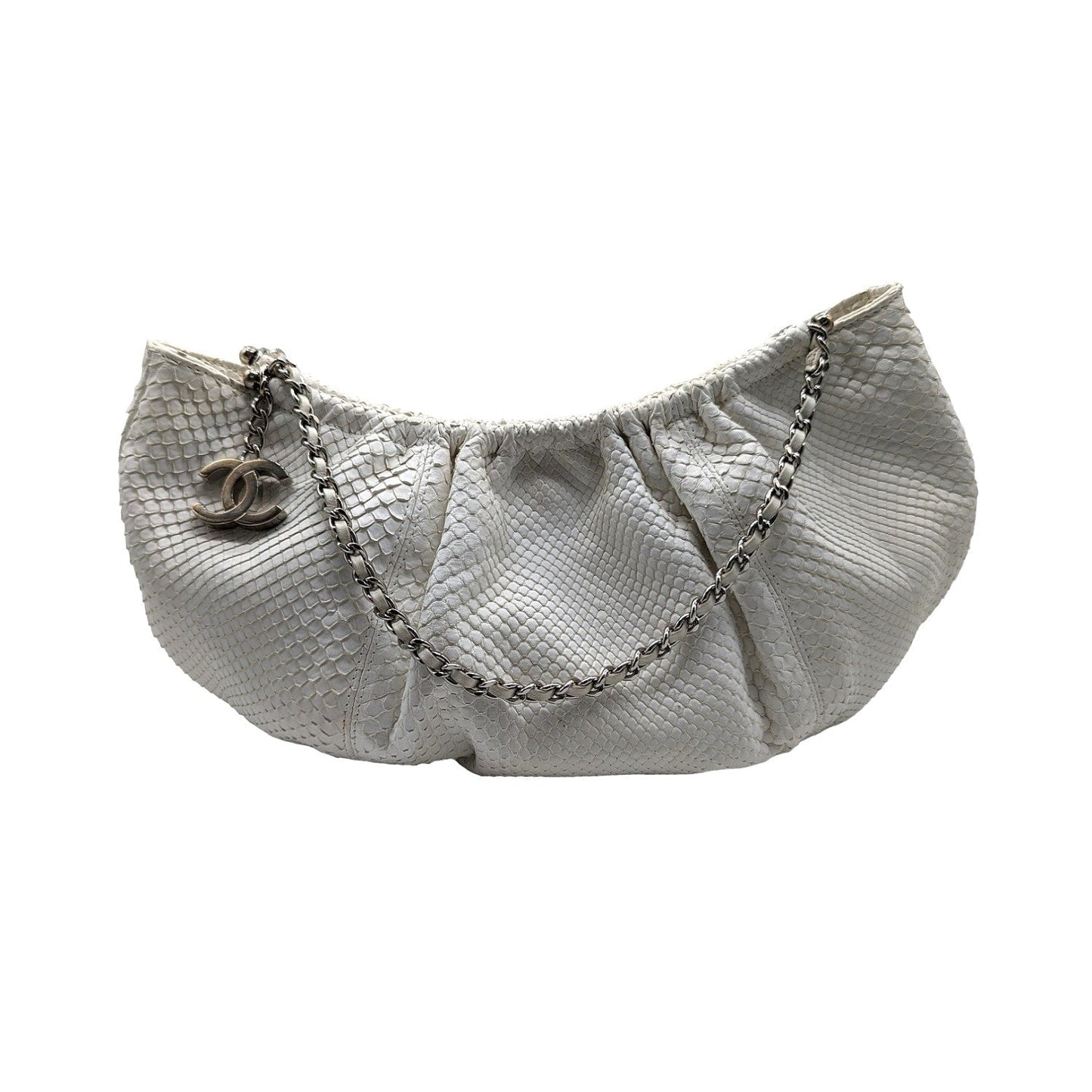 Chanel   White Python CC Chain Hobo Bag