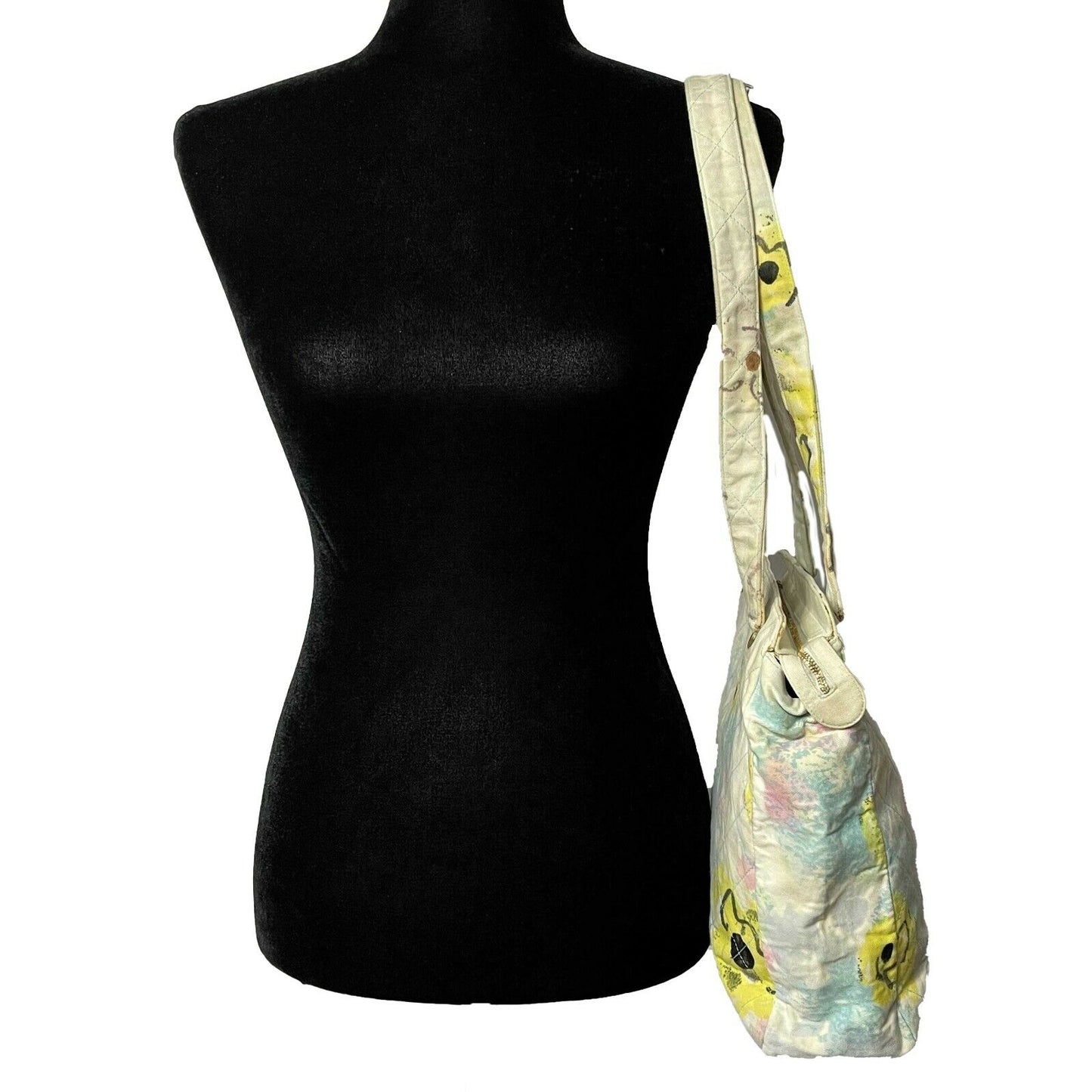 CHANEL -   1990's Graphic Multicolor Medium Camellia Print Shoulder Bag