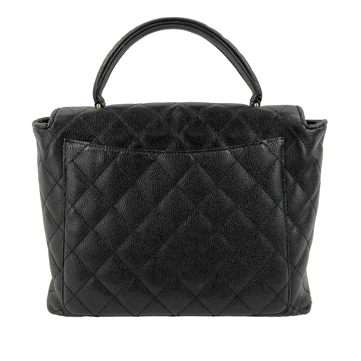 CHANEL   Large Quilted CC Caviar Kelly Flap Bag - Top Handle