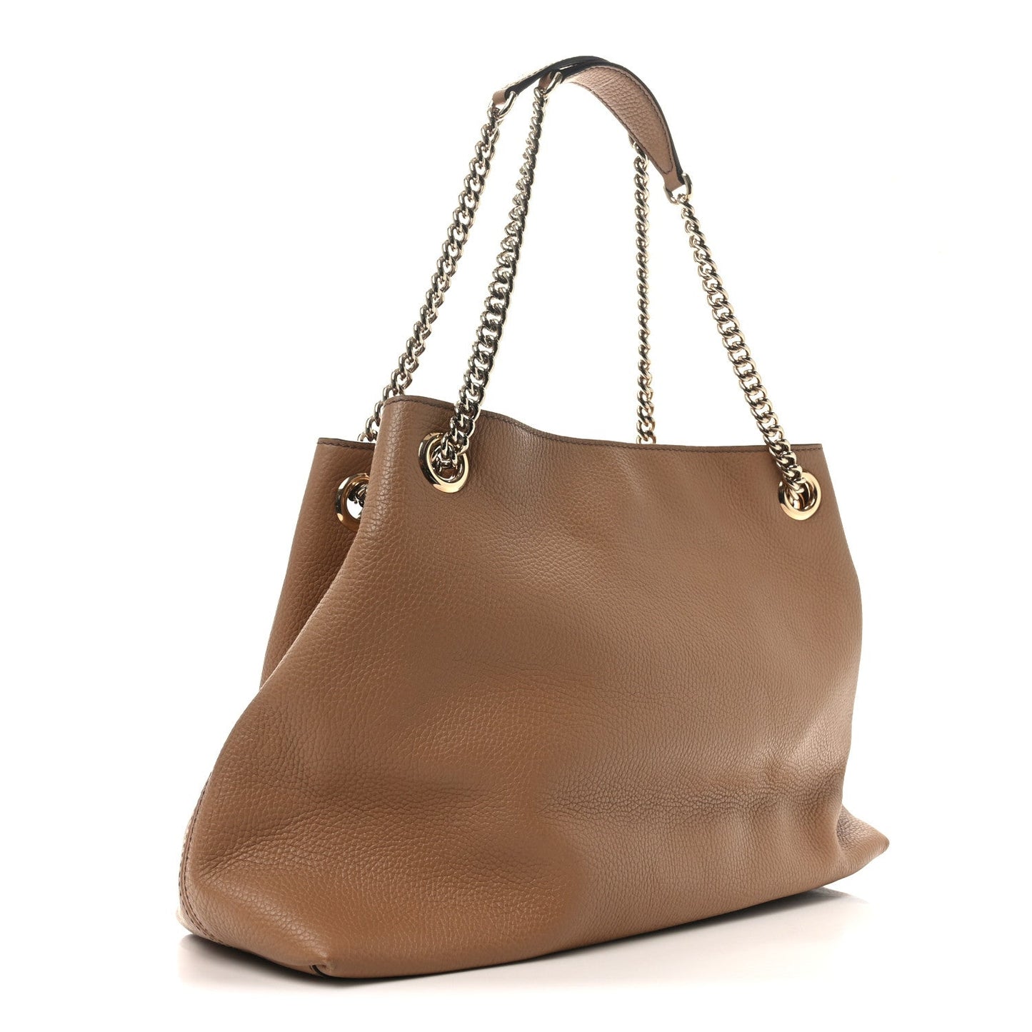 Amelia Pebbled Calfskin Medium Soho Chain Shoulder Bag Camelia
