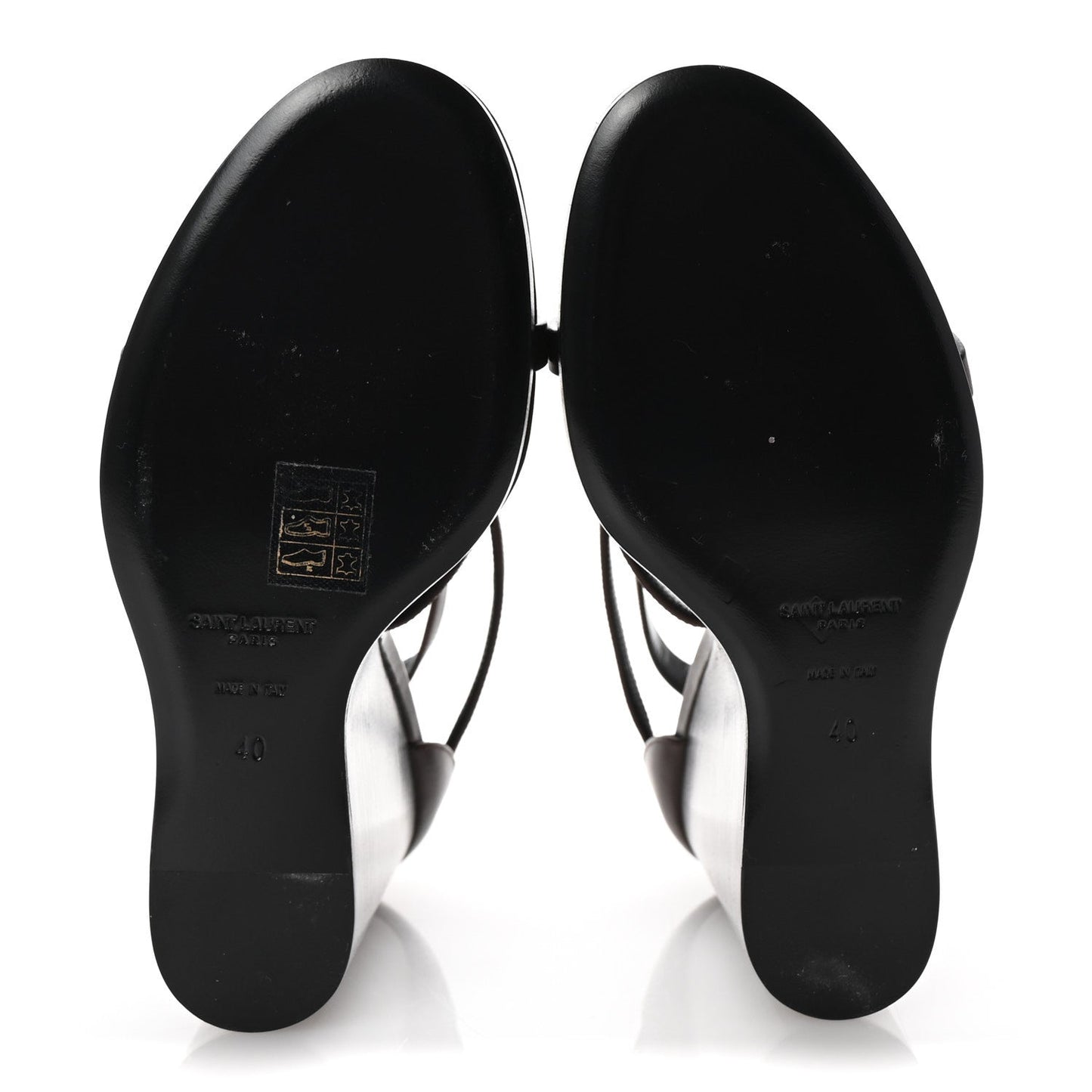 Saint Laurent Calfskin Cassandra 105 Wedges 40 Moro