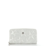 CHANEL Zip Around Wallet Star Embossed Lambskin Long
