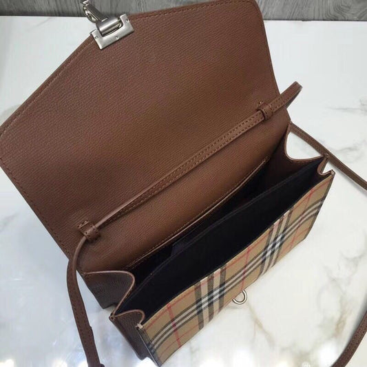 B-Berry - BB  Small Vintage Check And Crossbody Bag Brown For Women, Women’s Bags 9in/24cm