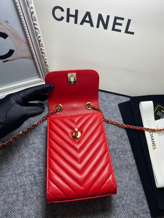 CHL -  Chevron Trendy CHL -  Phone Red Bag For Women 18cm/7in