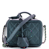 CHANEL Filigree Vanity Case Quilted Iridescent Caviar Small