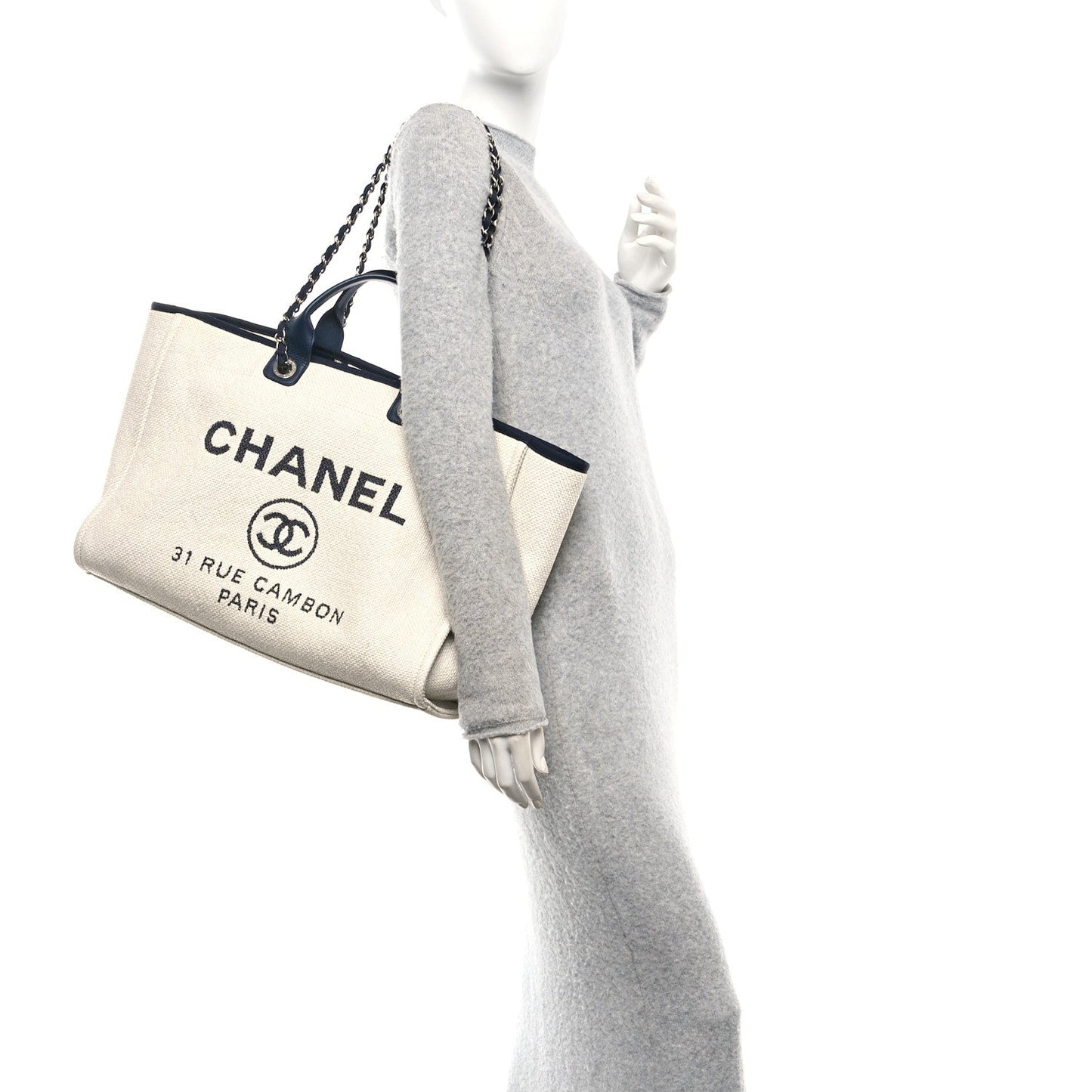 Amelia Woven Straw Raffia Extra Large Deauville Tote White Navy