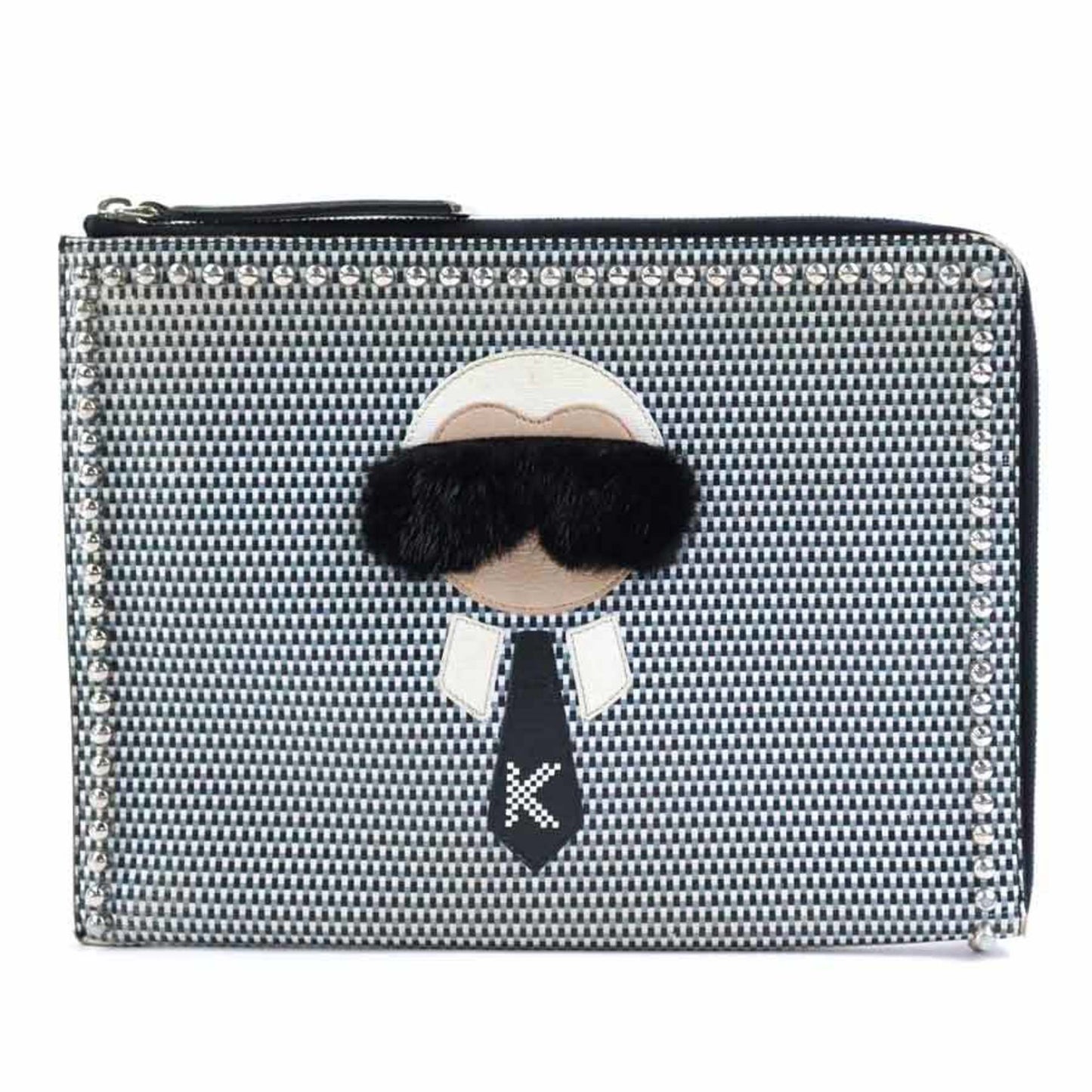 Fendi    Leather Metal Fur Clutch Bag (Pre-Owned)