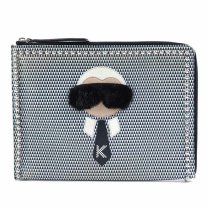 Fendi    Leather Metal Fur Clutch Bag (Pre-Owned)