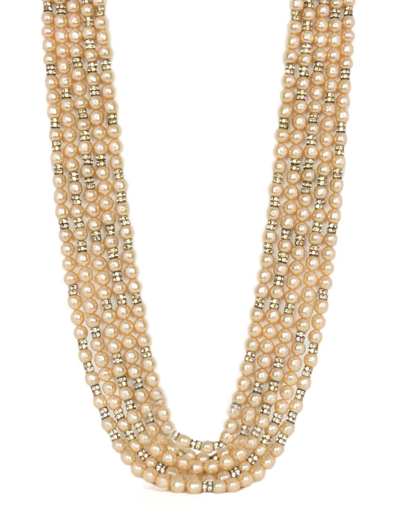Chanel 1990s   Multi-Strand Pearl & Crystal Necklace