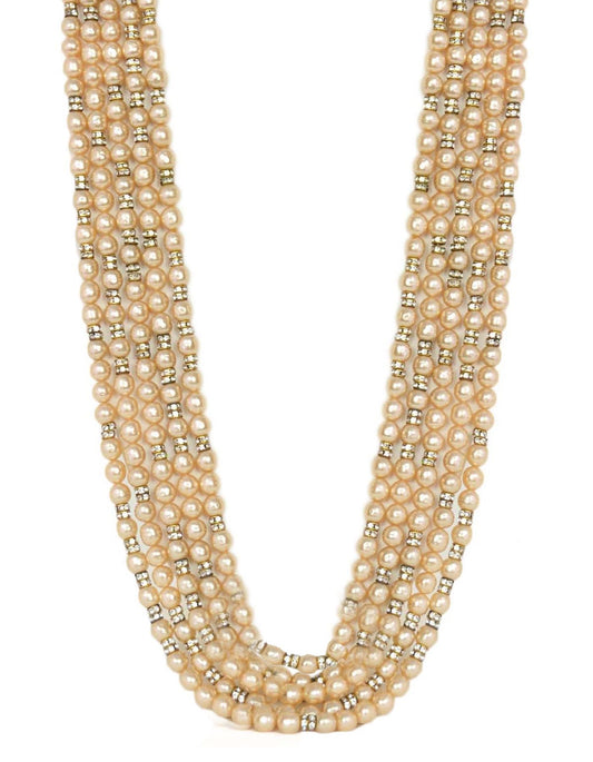 Chanel 1990s   Multi-Strand Pearl & Crystal Necklace