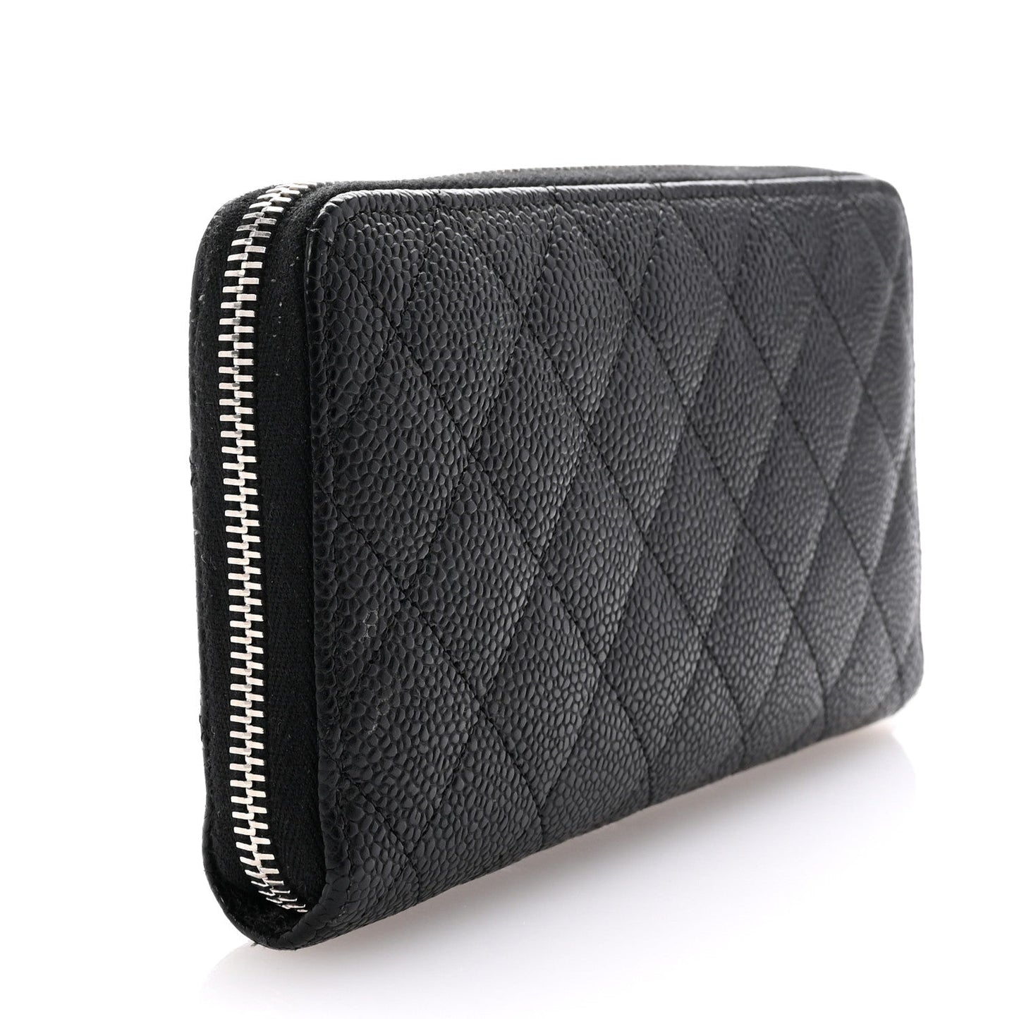 Amelia Caviar Quilted Large Gusset Zip Around Wallet Black