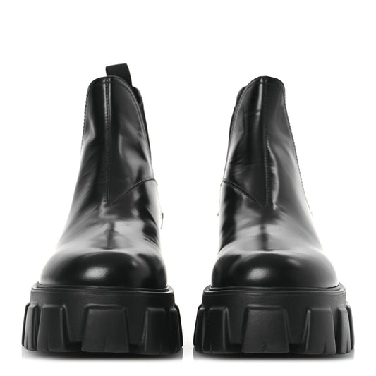 Prada Spazzolato Rois Monolith Chelsea 55mm Ankle Boots 41 Black
