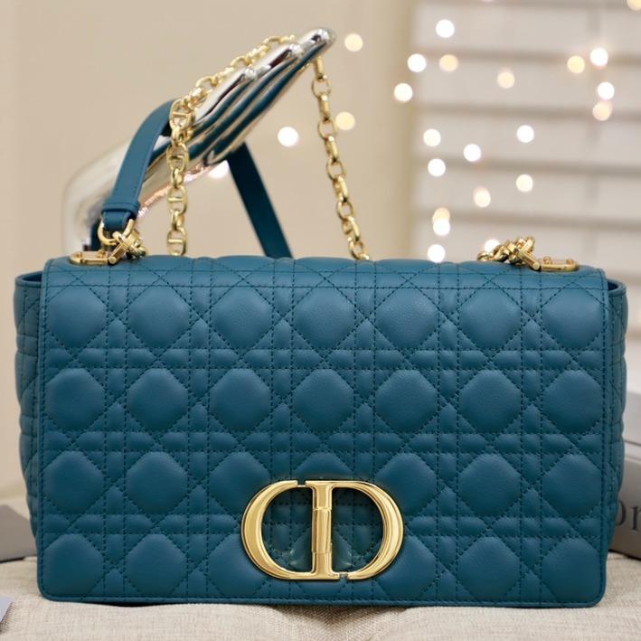 LARGE CARO BAG 28 DEEP OCEAN BLUE SUPPLE CANNAGE CALFSKIN Amelia