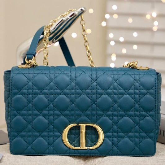 LARGE CARO BAG 28 DEEP OCEAN BLUE SUPPLE CANNAGE CALFSKIN Amelia