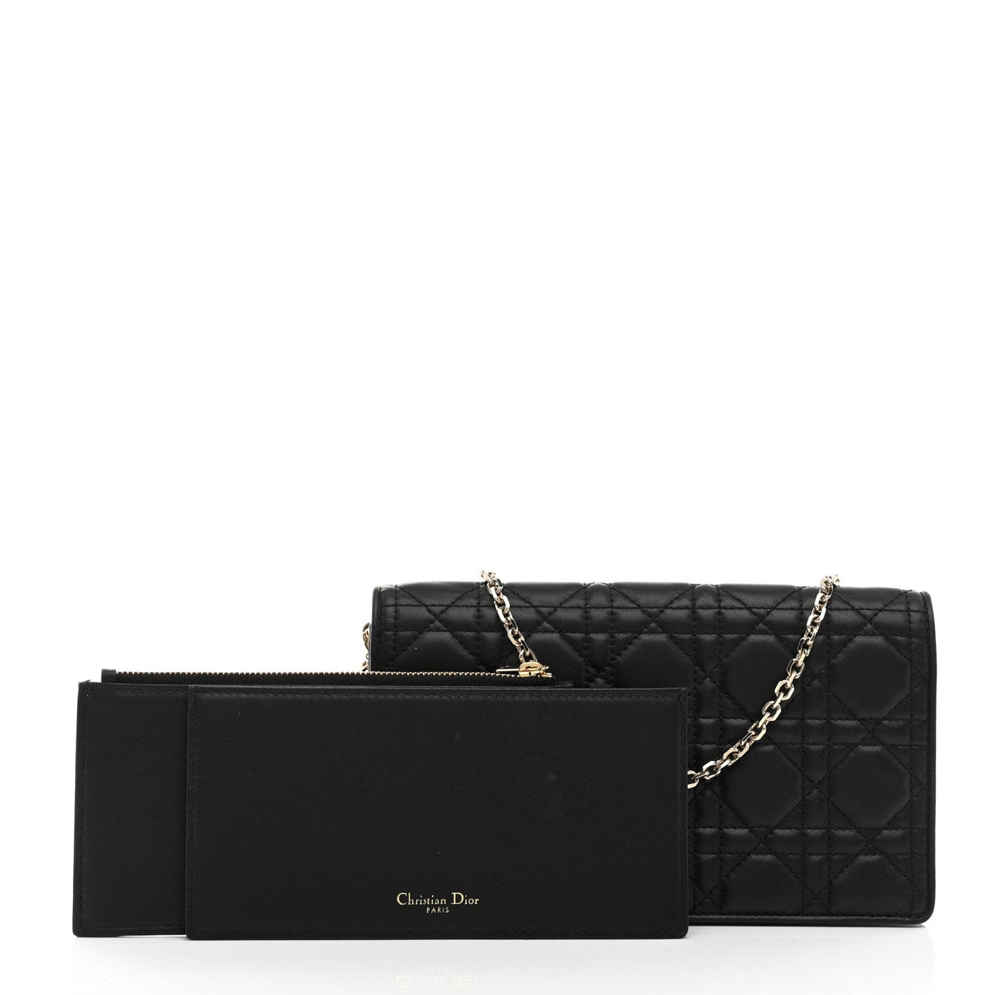 Christian Dior Lambskin Cannage Lady Dior Pouch Black