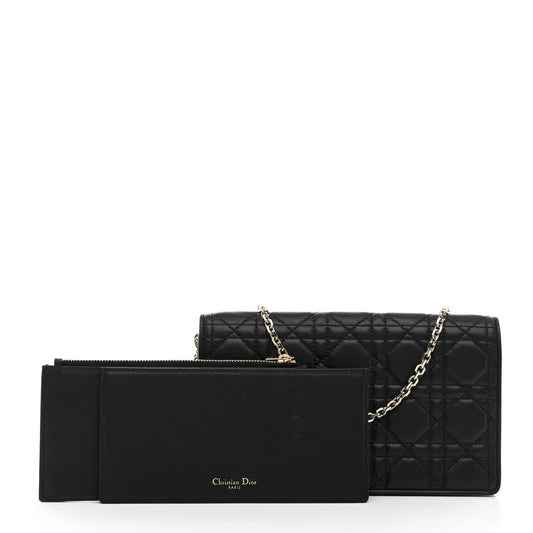 Christian Dior Lambskin Cannage Lady Dior Pouch Black