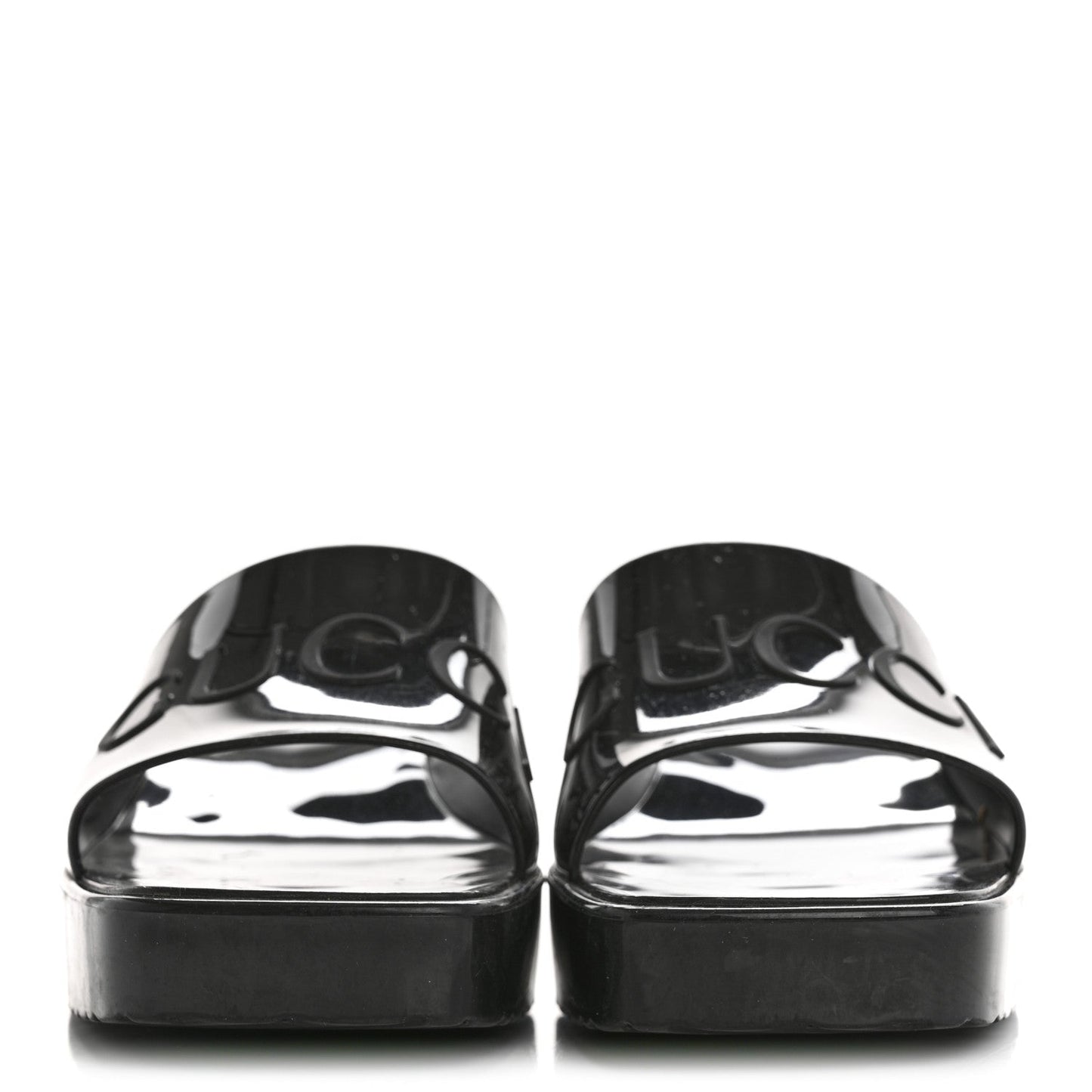 Amelia Rubber Logo Womens Platform 20/60mm Slide Sandals 35 Black