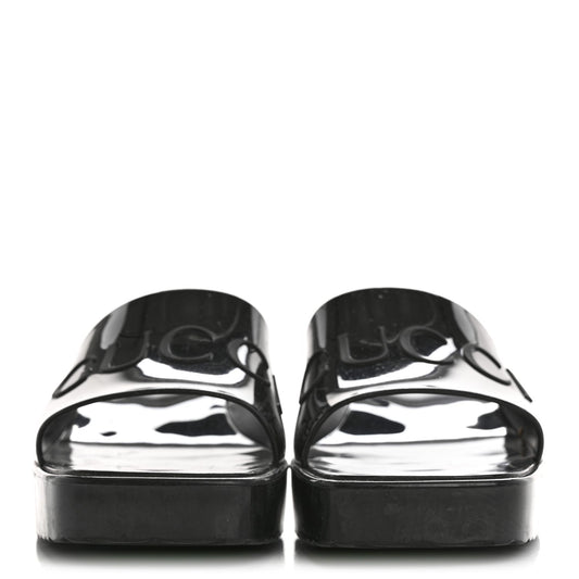 Amelia Rubber Logo Womens Platform 20/60mm Slide Sandals 35 Black
